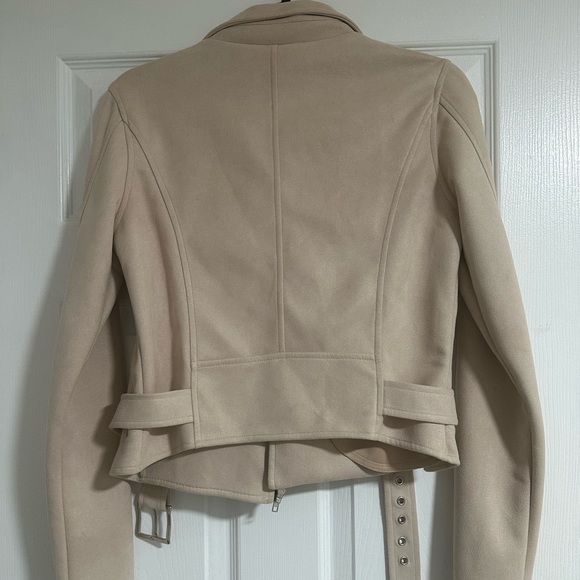 Unbranded Women’s Faux Suede Moto Jacket Nude Size Small - Picture 4 of 6